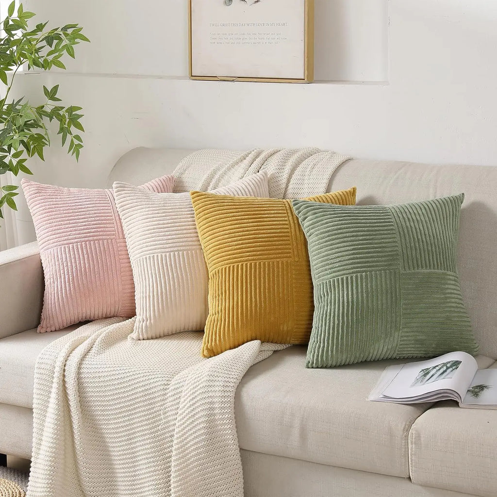 Striped Soft Pillowcases Cord Splitting