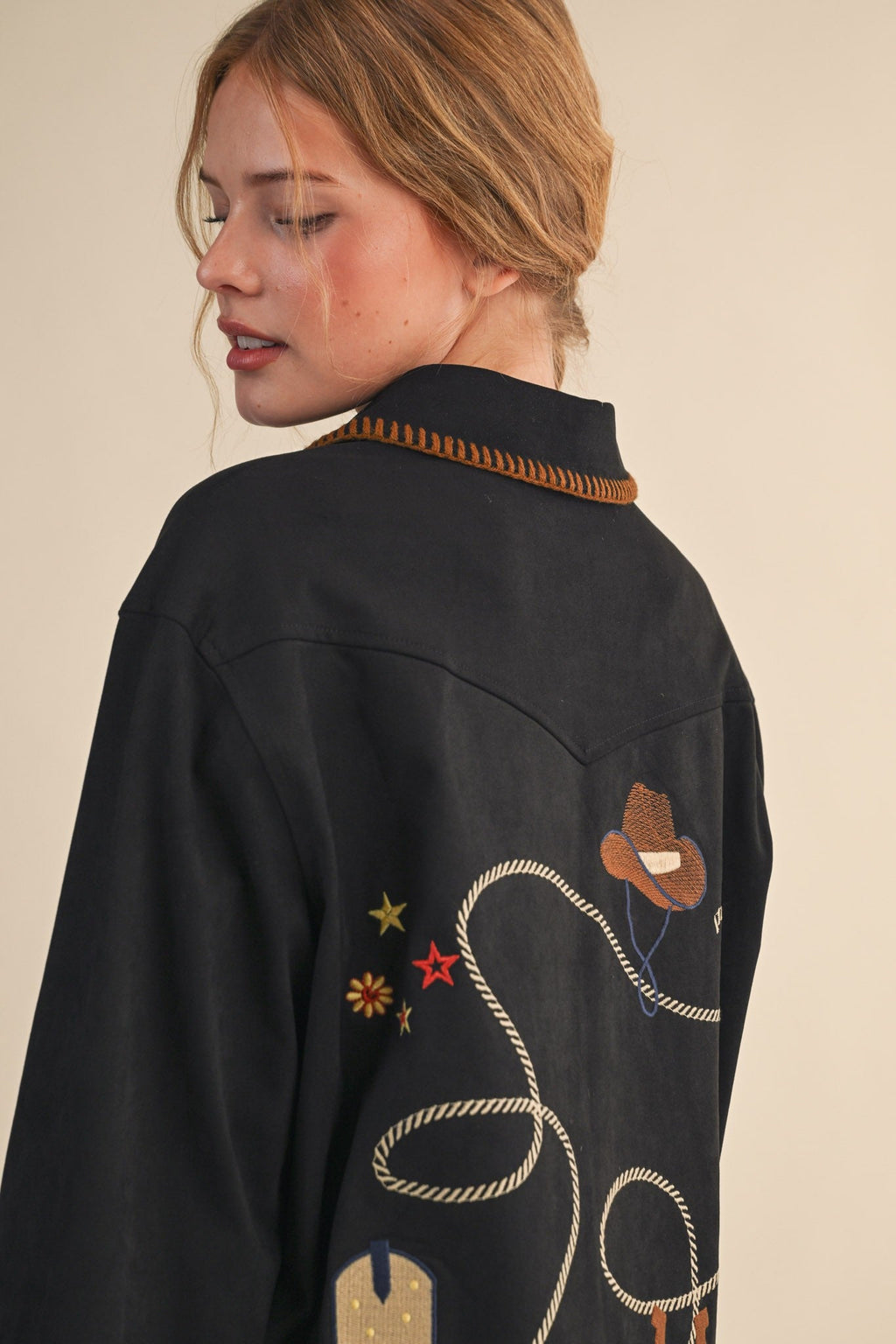 Western Embroidered Suede Jacket