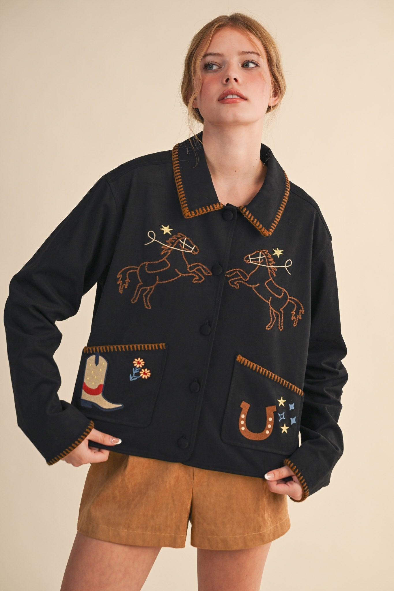 Western Embroidered Suede Jacket