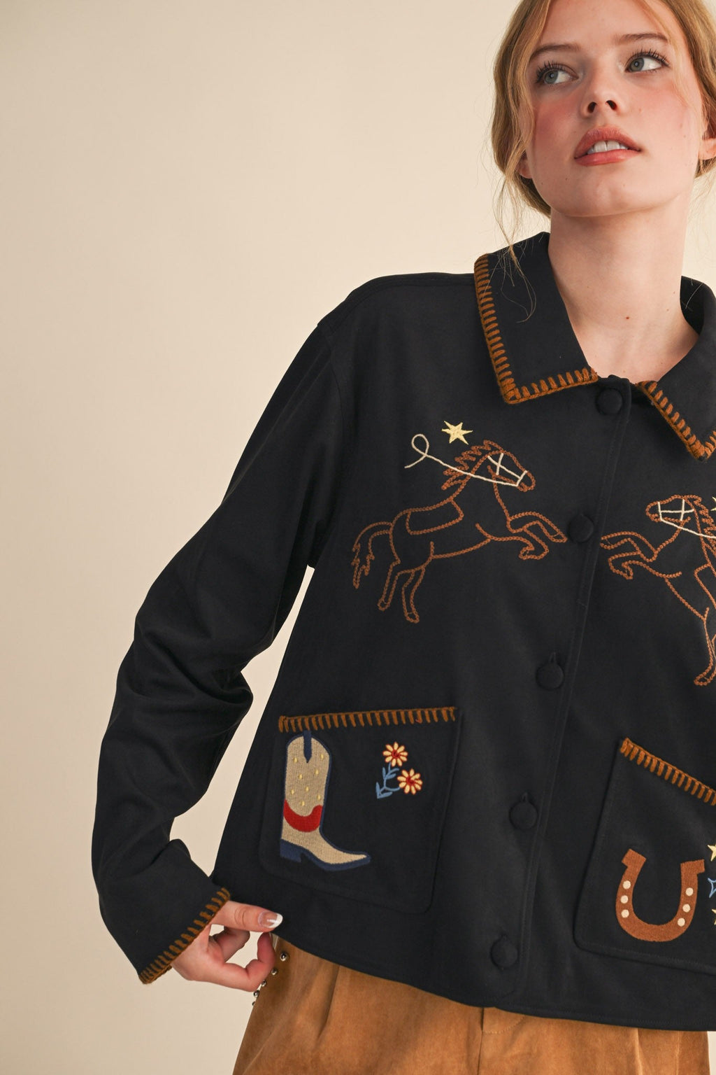 Western Embroidered Suede Jacket
