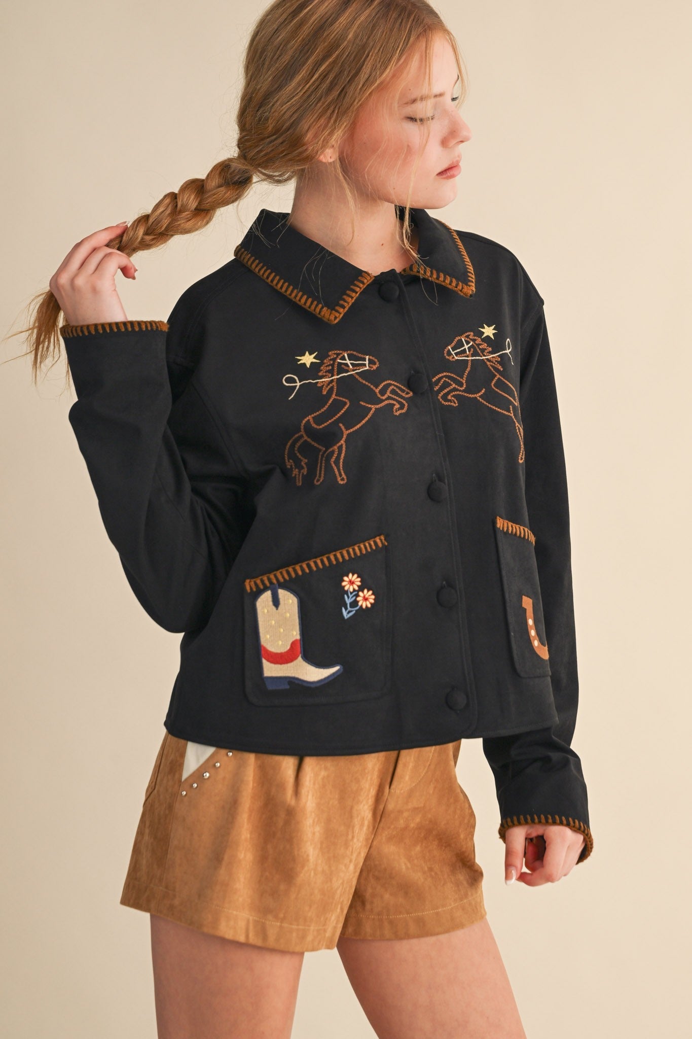 Western Embroidered Suede Jacket