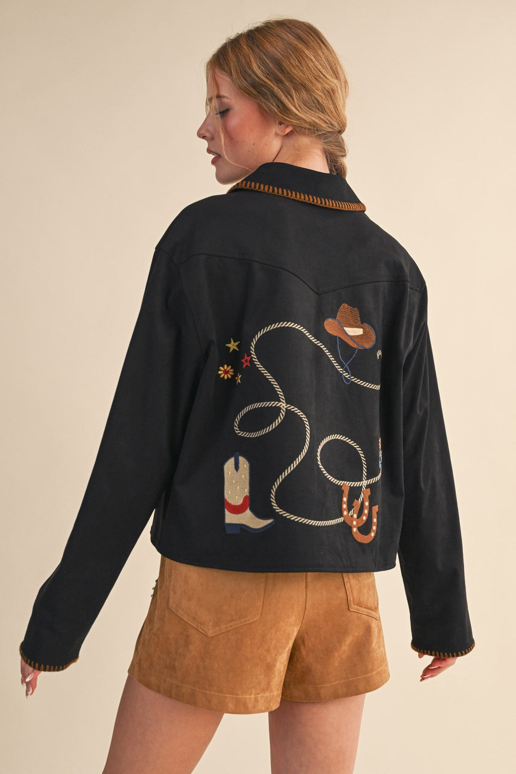 Western Embroidered Suede Jacket