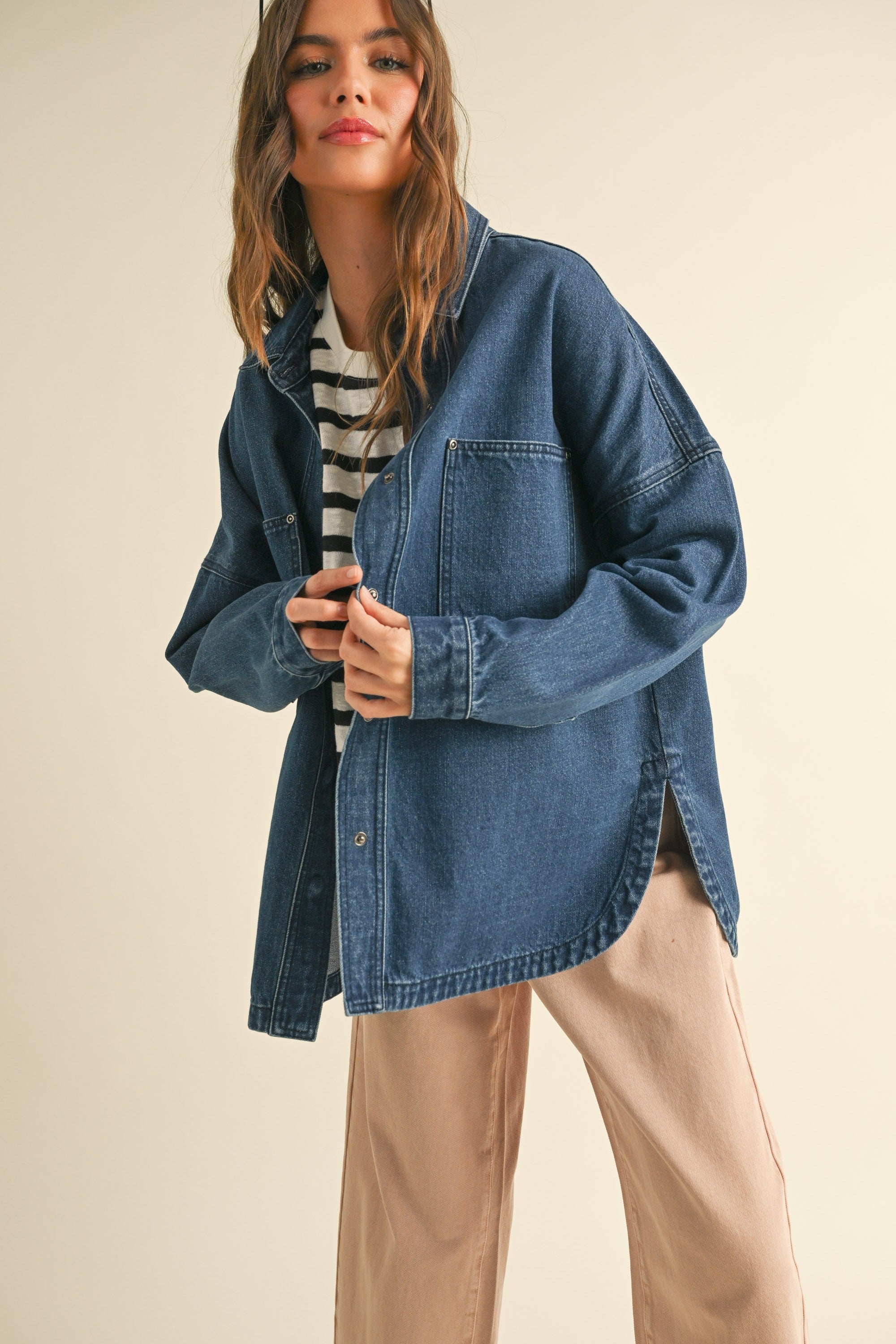 Washed Dark Denim Oversized Jacket