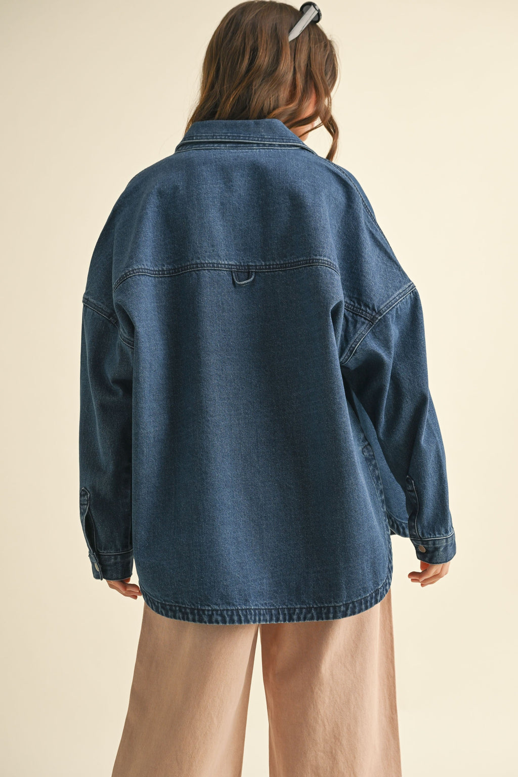 Washed Dark Denim Oversized Jacket