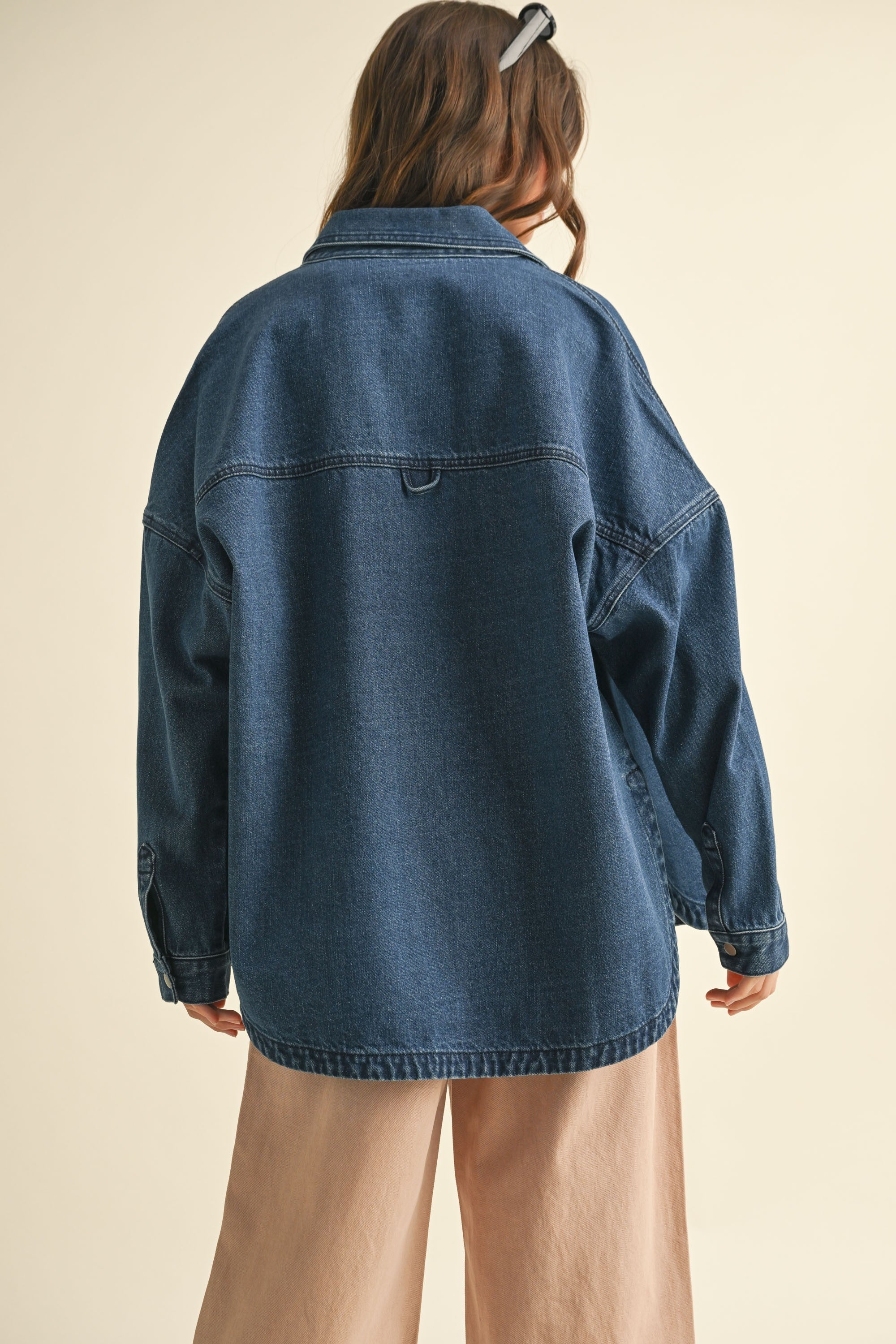 Washed Dark Denim Oversized Jacket