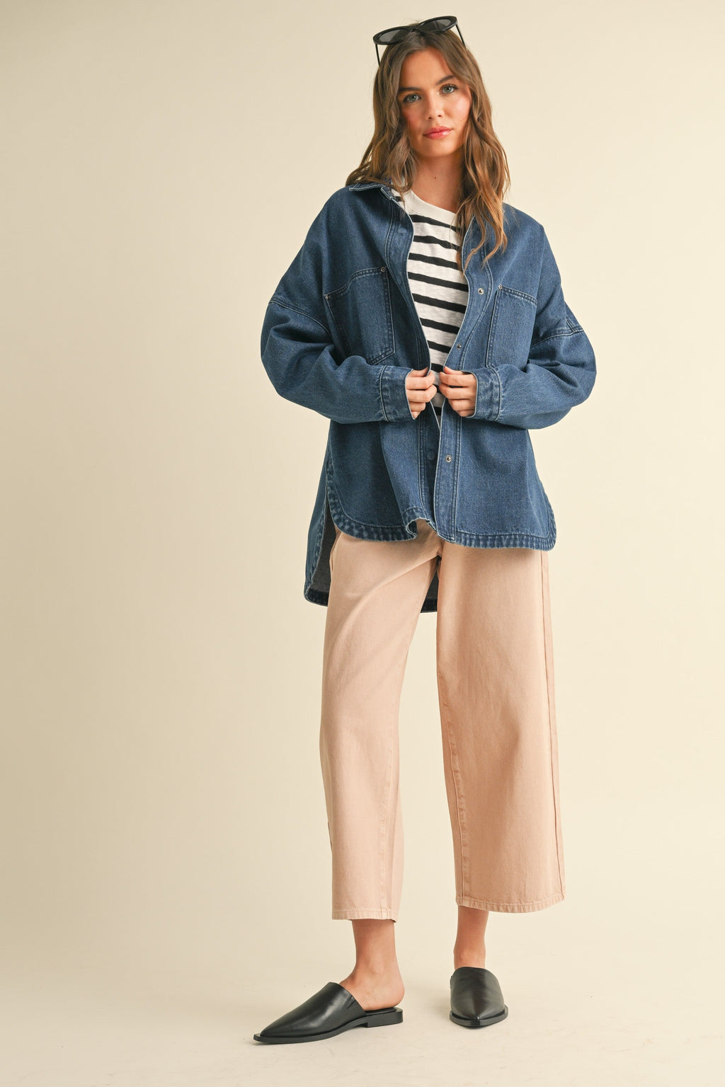 Washed Dark Denim Oversized Jacket