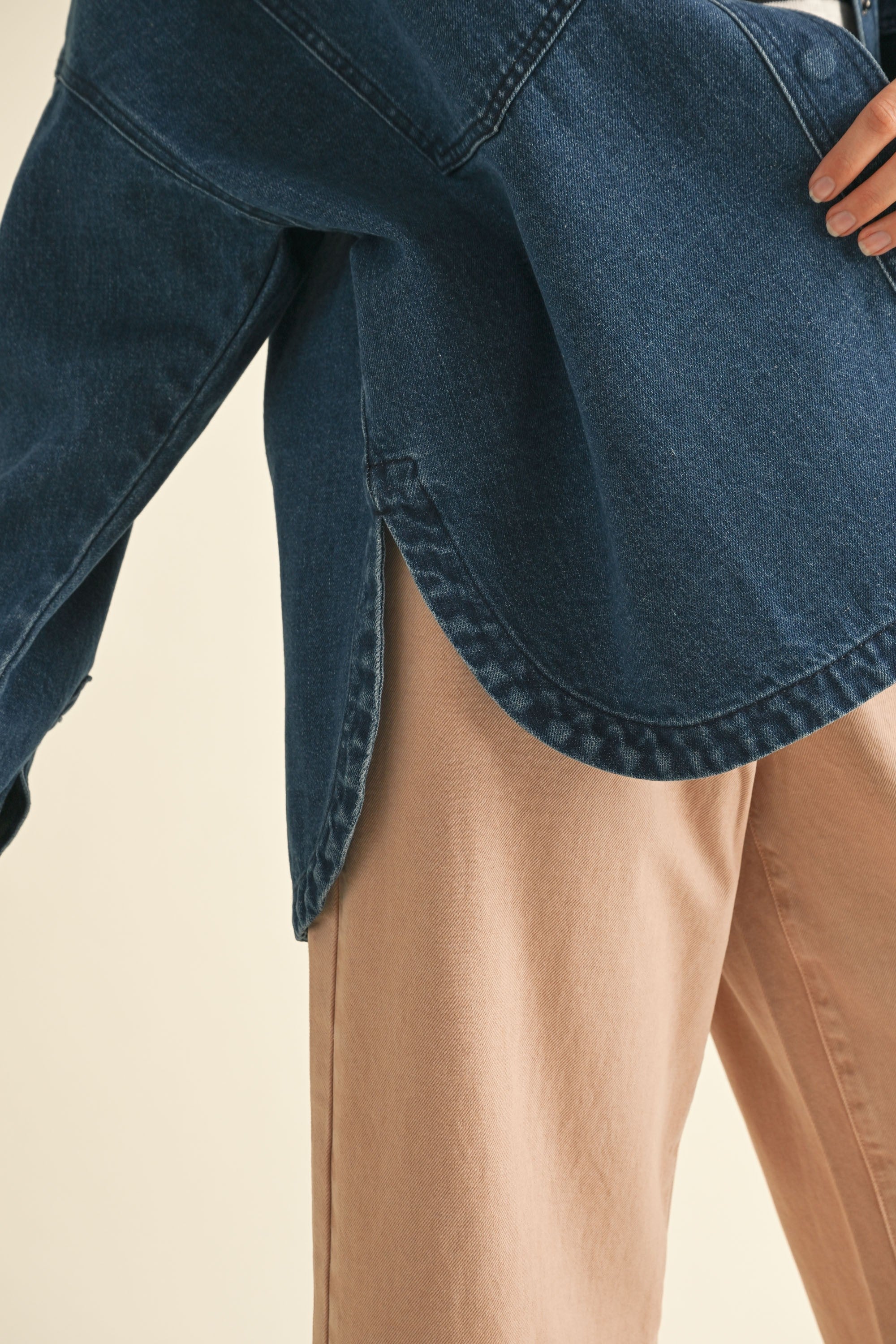 Washed Dark Denim Oversized Jacket