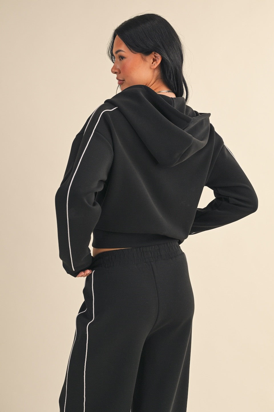 Zip-Up Cropped Lounge Hoodie