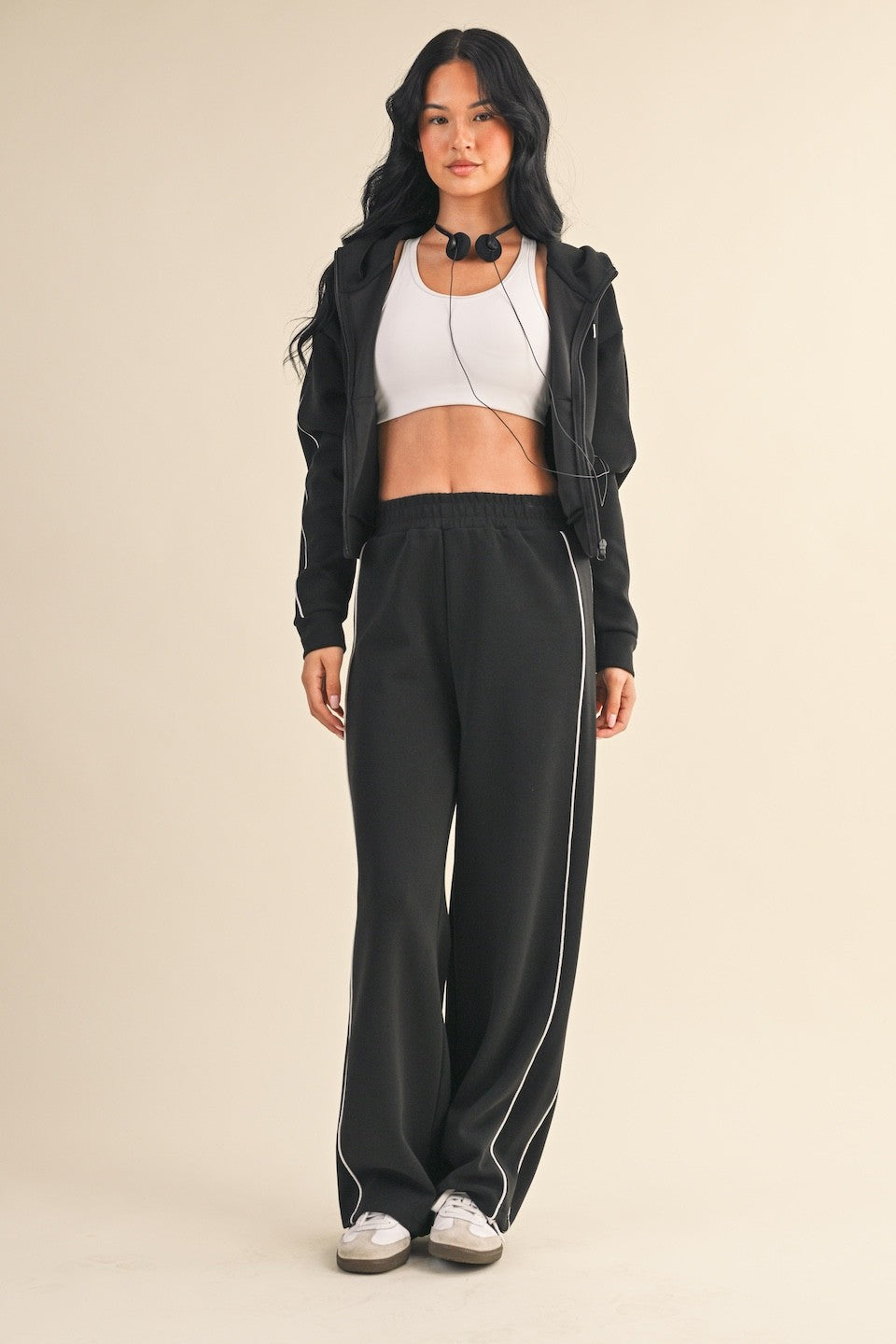 Zip-Up Cropped Lounge Hoodie