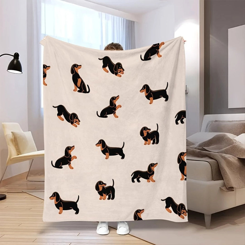 Dachshund Blanket - Sausage Dog Fleece Throw for Pet Lovers