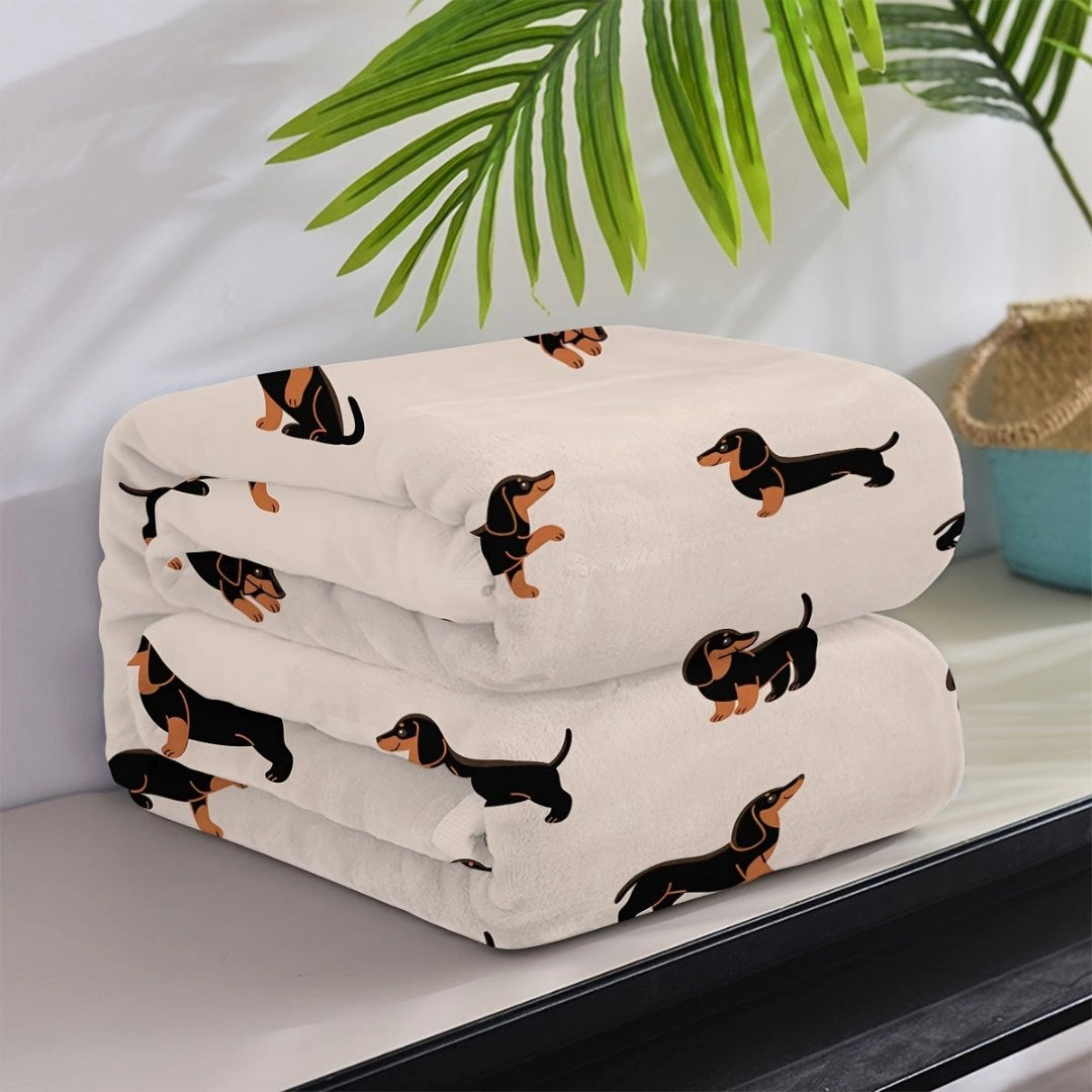 Dachshund Blanket - Sausage Dog Fleece Throw for Pet Lovers