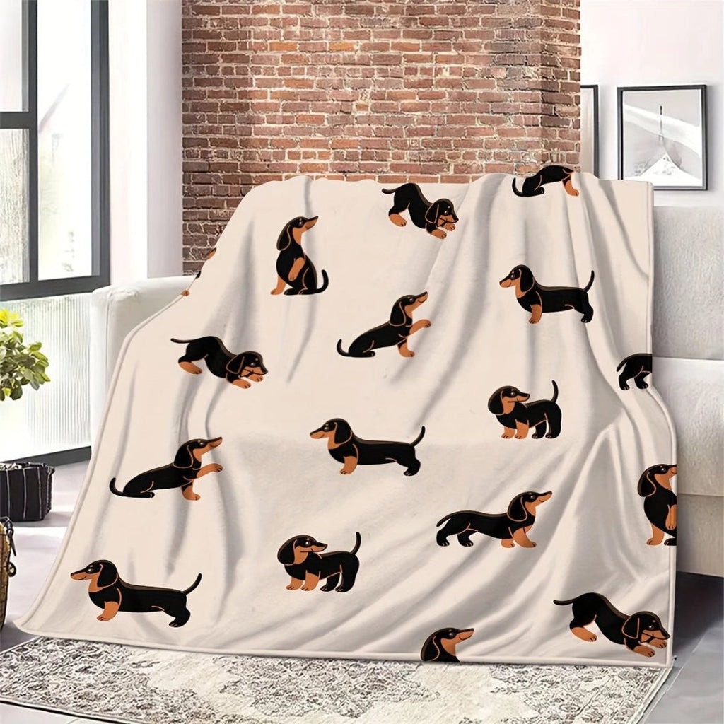 Dachshund Blanket - Sausage Dog Fleece Throw for Pet Lovers