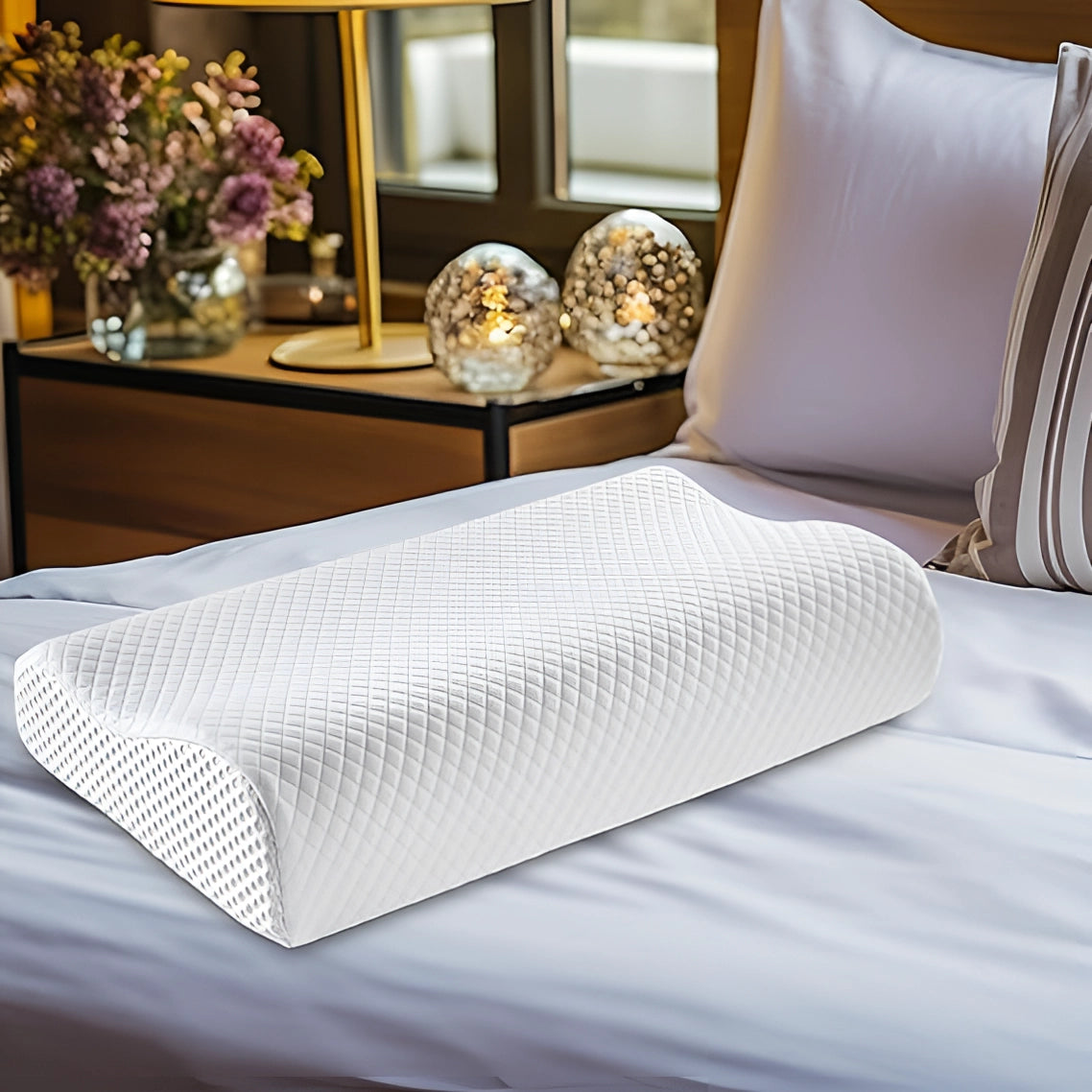Ergonomic Memory Foam Neck Pillow - Cooling Gel Orthopedic Support