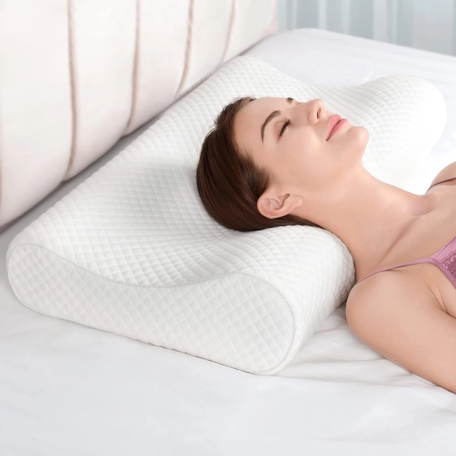 Ergonomic Memory Foam Neck Pillow - Cooling Gel Orthopedic Support