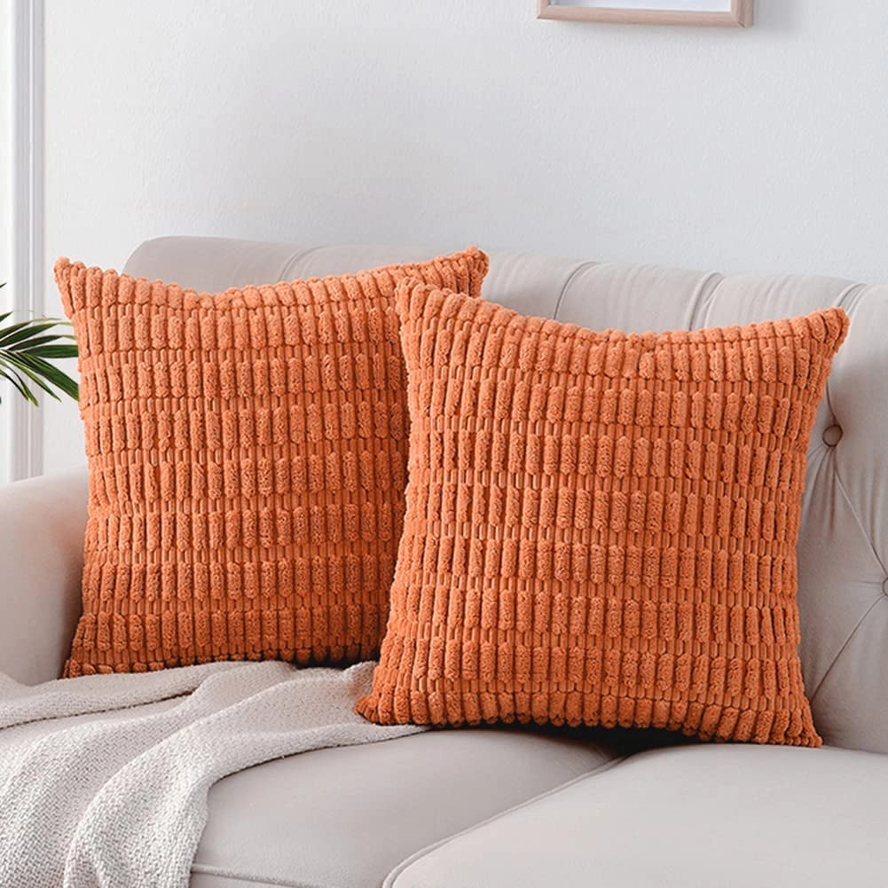 Textured Corduroy Cushions: Beige Sofa & Lumbar Pillows Decor