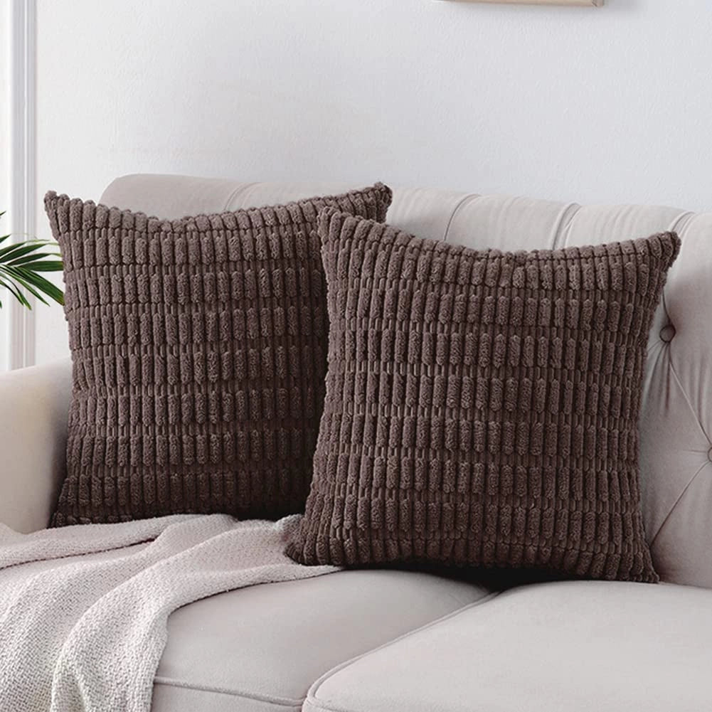 Textured Corduroy Cushions: Beige Sofa & Lumbar Pillows Decor