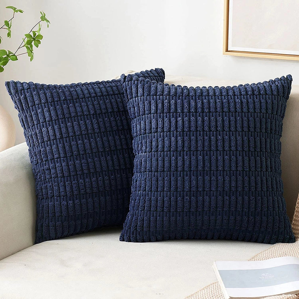 Textured Corduroy Cushions: Beige Sofa & Lumbar Pillows Decor