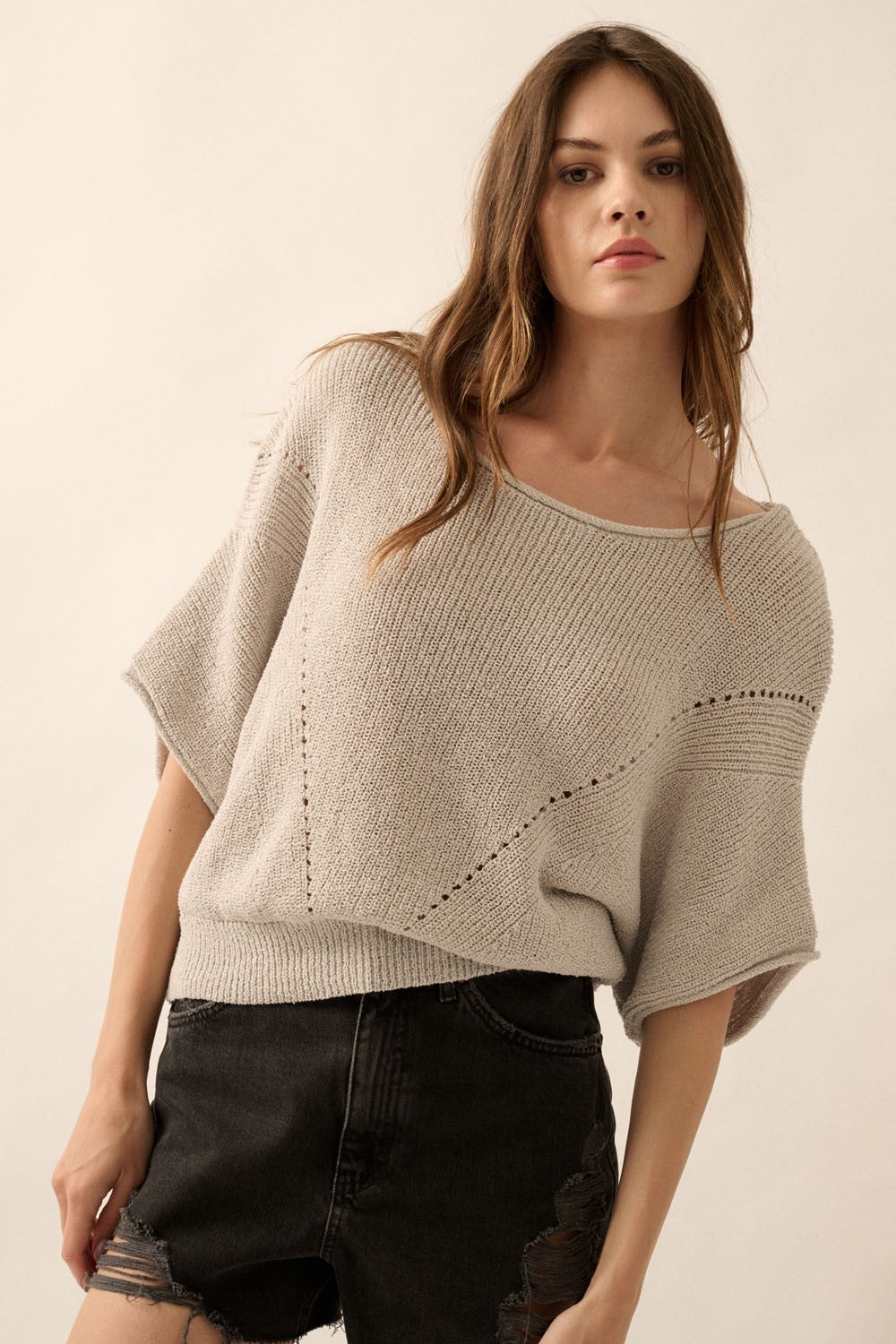 Relaxed Knit Dolman Sleeve Top